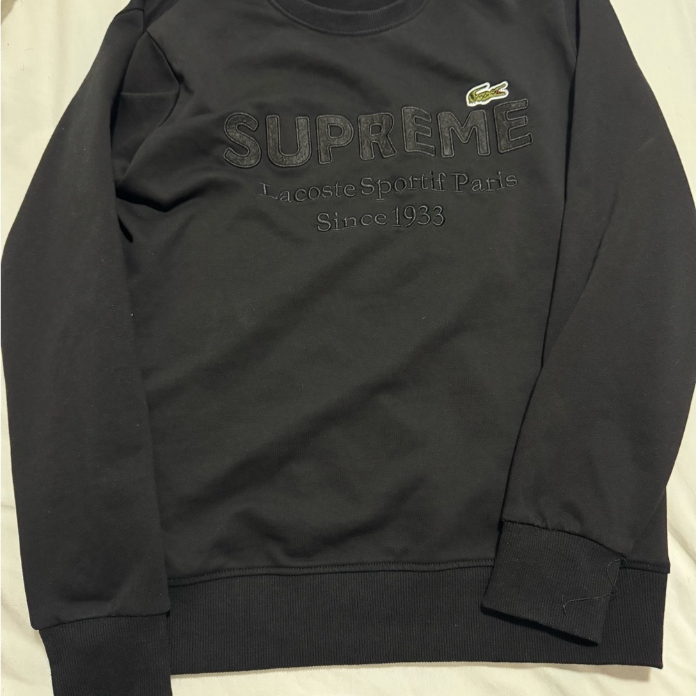 Supreme x Lacoste Crewneck Black Sweatshirt 2018. CUSTOM